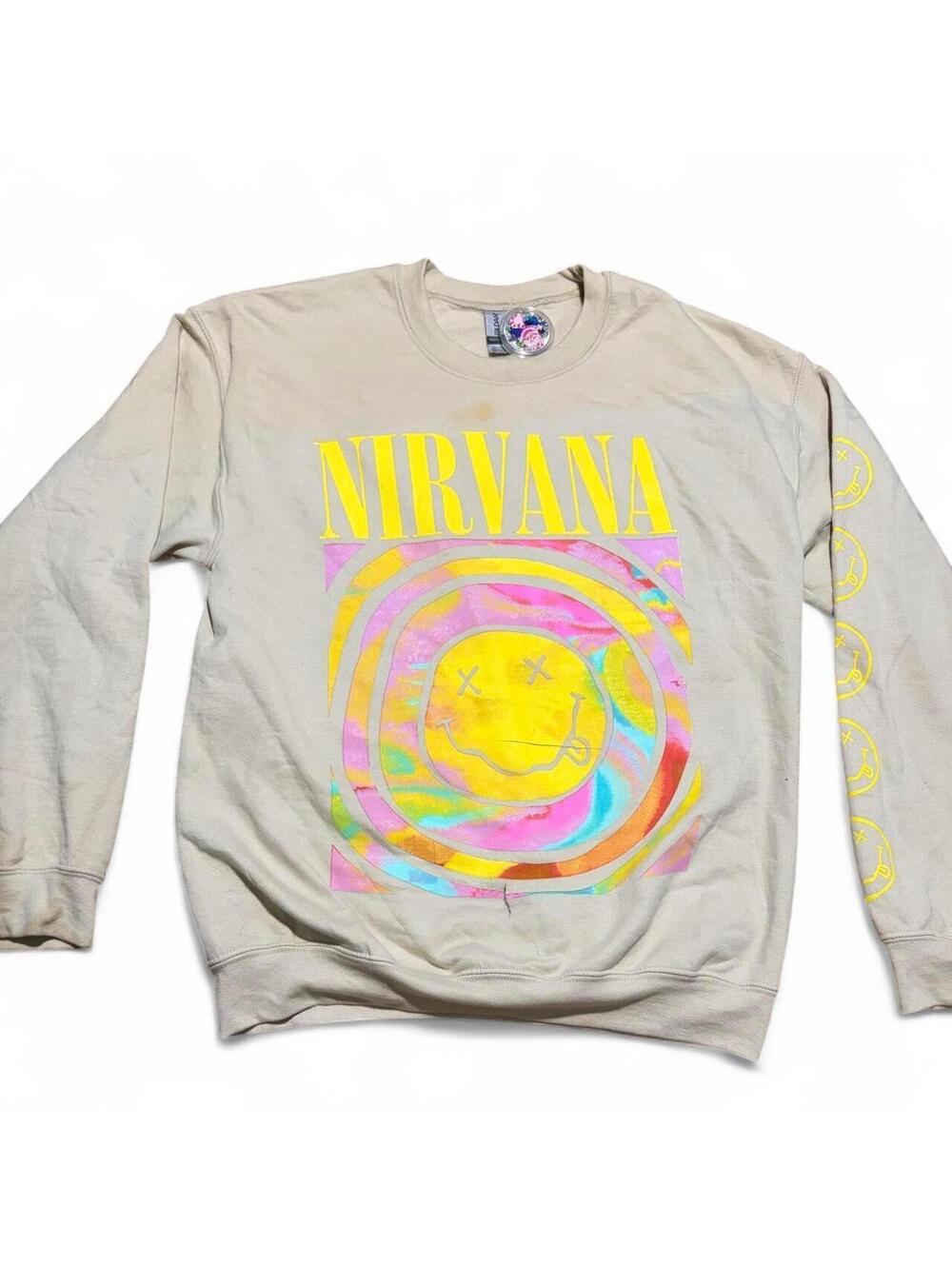 Nirvana Smiley Face Crewneck Sweatshirt — Size M